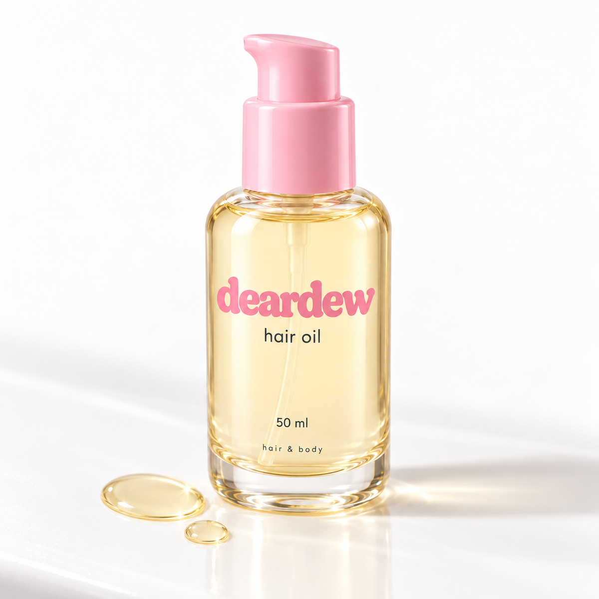 Dear Dew Hair Oil, 50 ml — packaging and texture detail