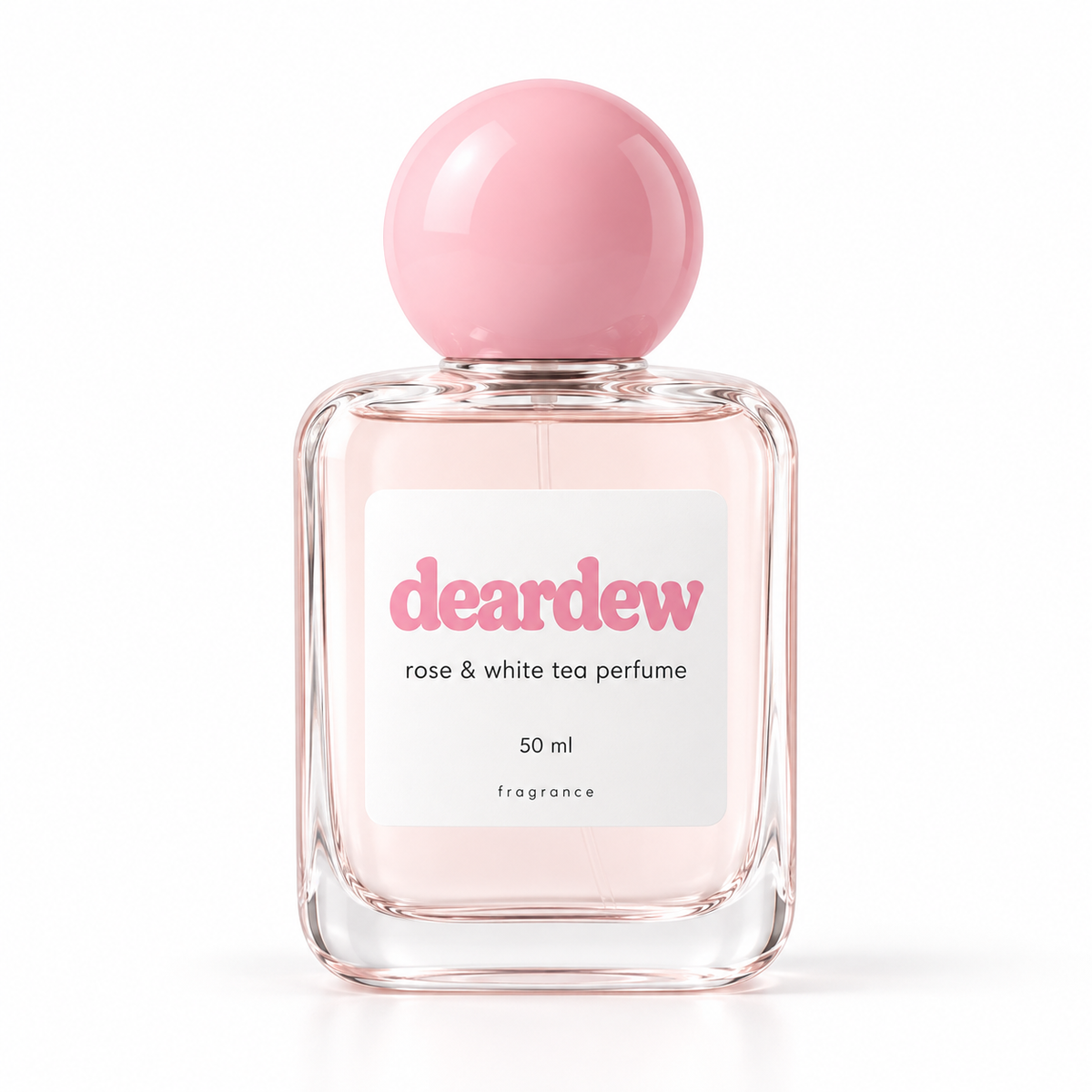 Dear Dew Rose & White Tea Perfume, 50 ml — front packaging on white