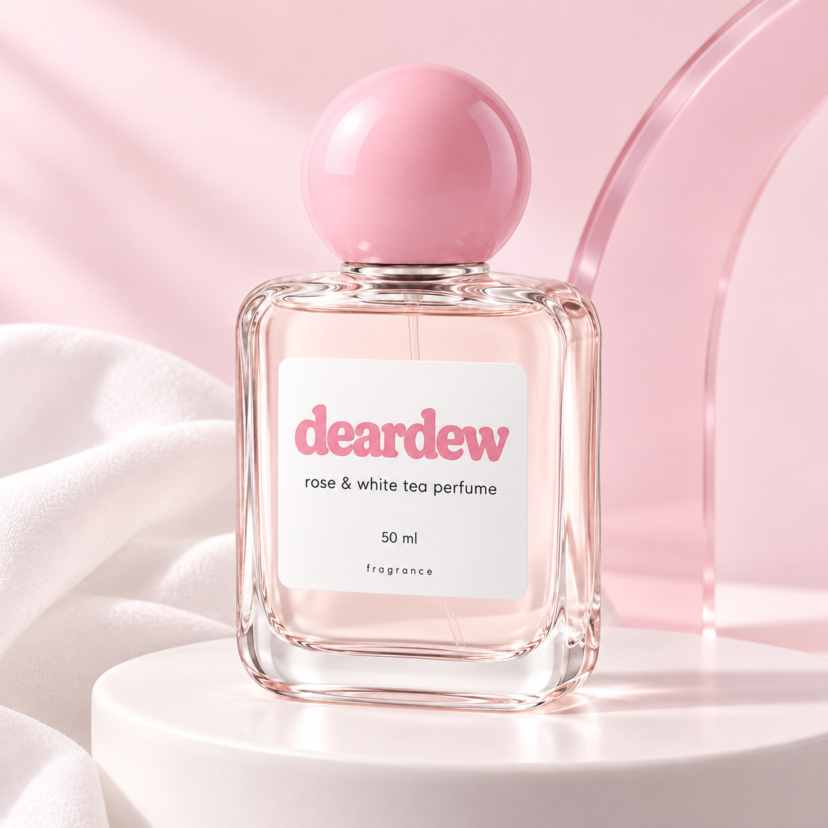 Dear Dew Rose & White Tea Perfume, 50 ml — editorial product photograph