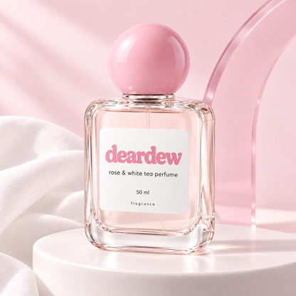 Dear Dew Rose & White Tea Perfume, 50 ml — editorial product photograph