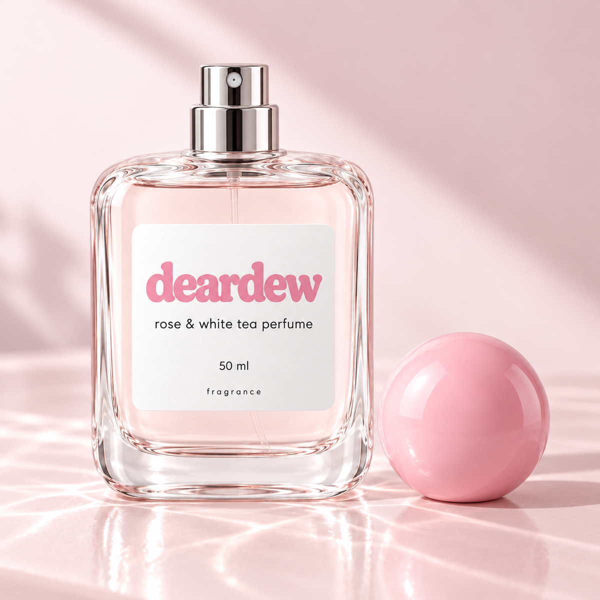 Dear Dew Rose & White Tea Perfume, 50 ml — packaging and texture detail