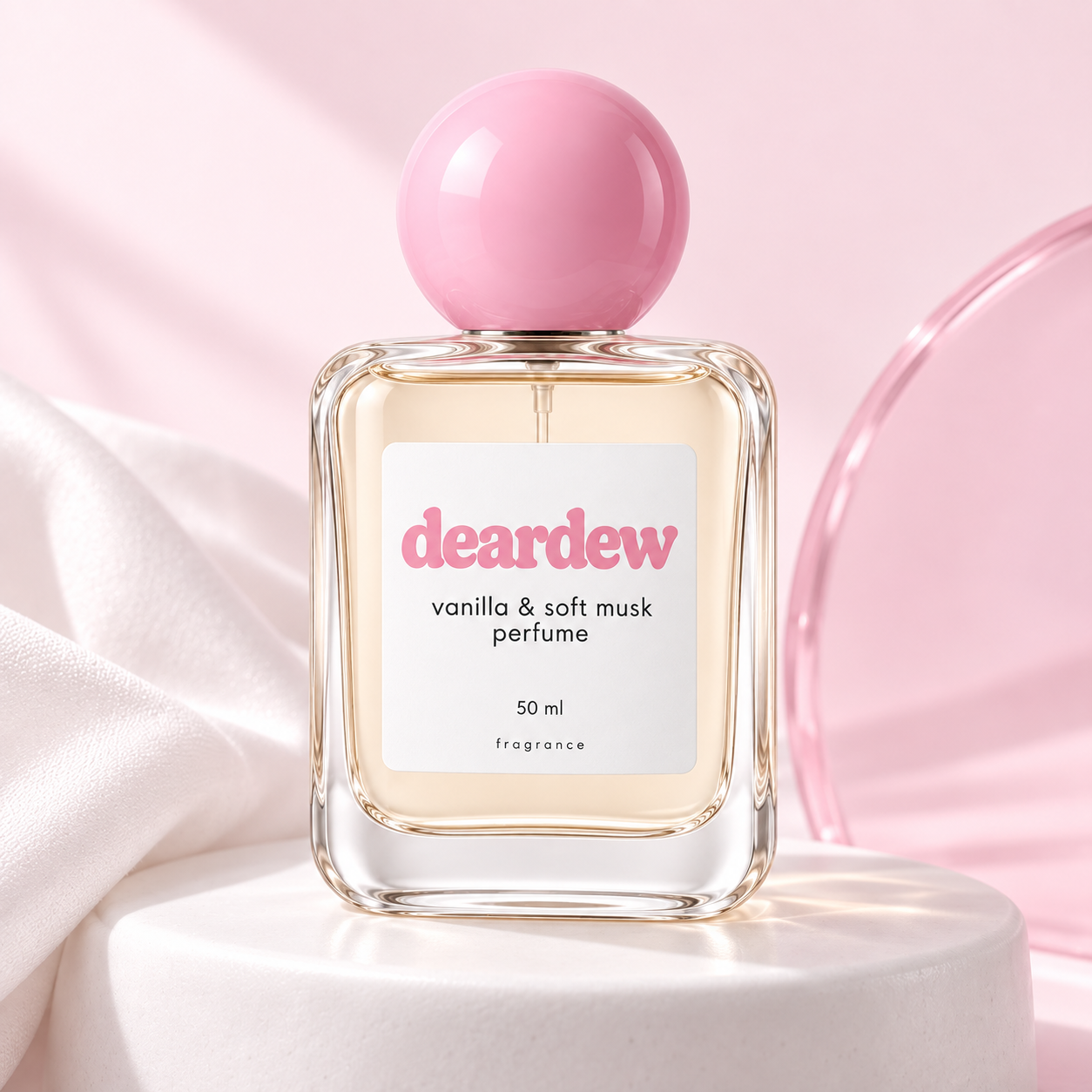 Dear Dew Vanilla & Soft Musk Perfume, 50 ml — editorial product photograph