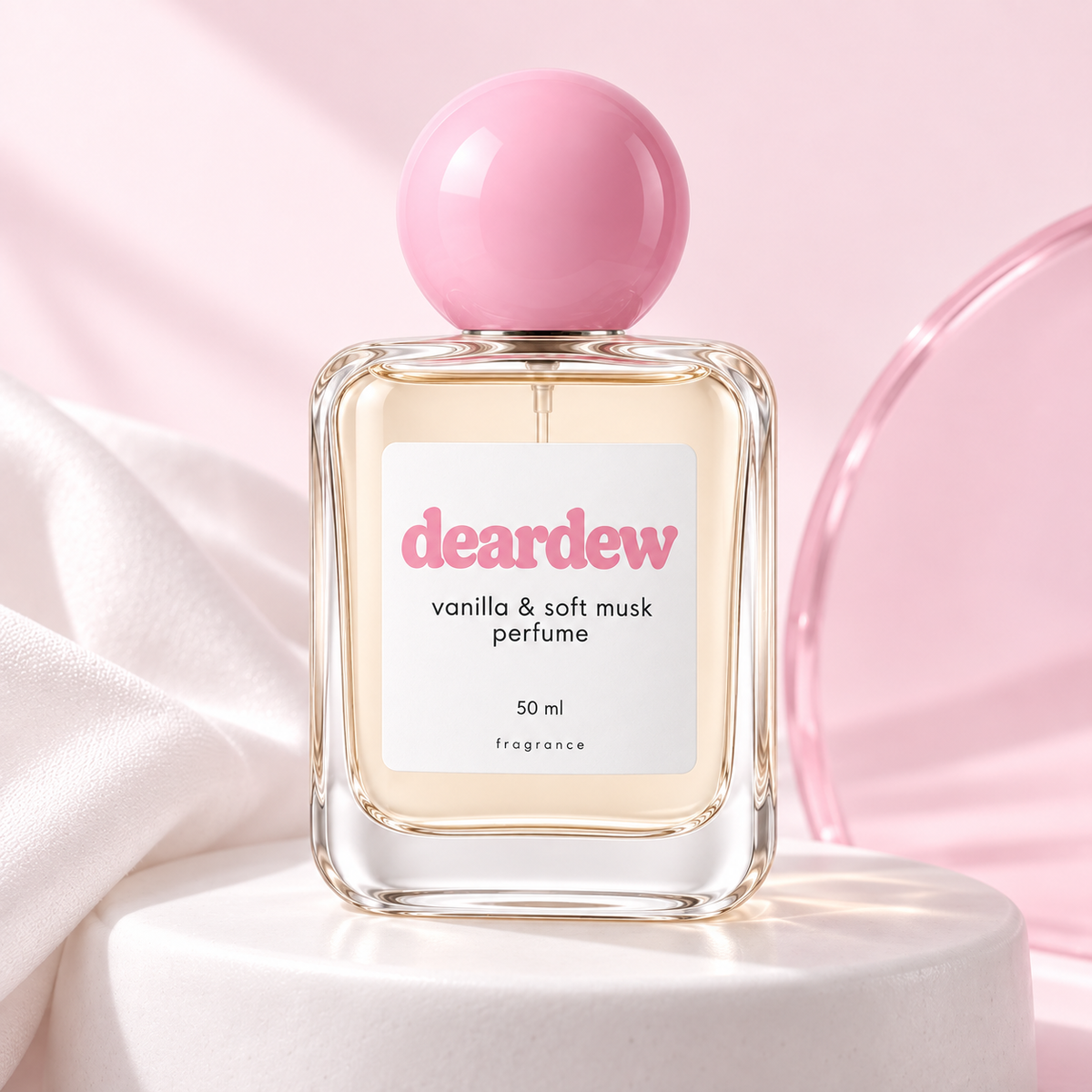 Dear Dew Vanilla & Soft Musk Perfume, 50 ml — editorial product photograph
