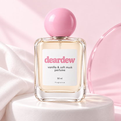 Dear Dew Vanilla & Soft Musk Perfume, 50 ml — editorial product photograph