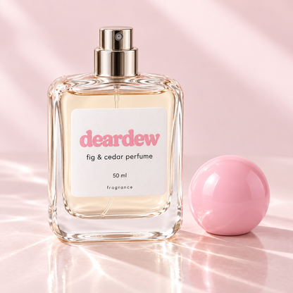 Dear Dew Fig & Cedar Perfume, 50 ml — packaging and texture detail