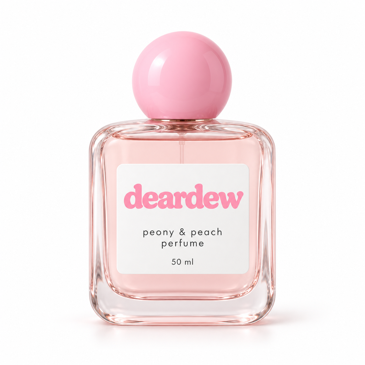 Dear Dew Peony & Peach Perfume, 50 ml — front packaging on white