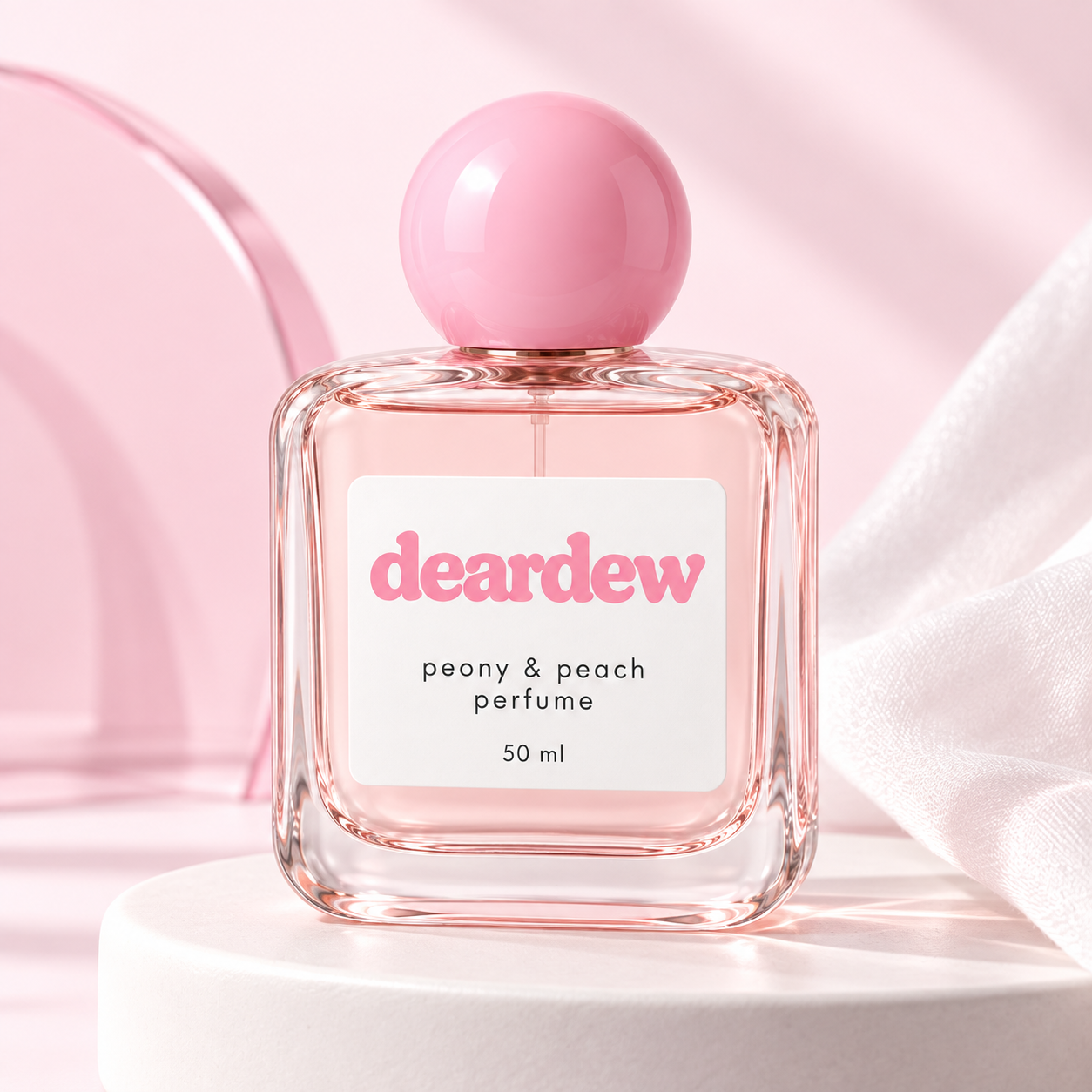 Dear Dew Peony & Peach Perfume, 50 ml — editorial product photograph