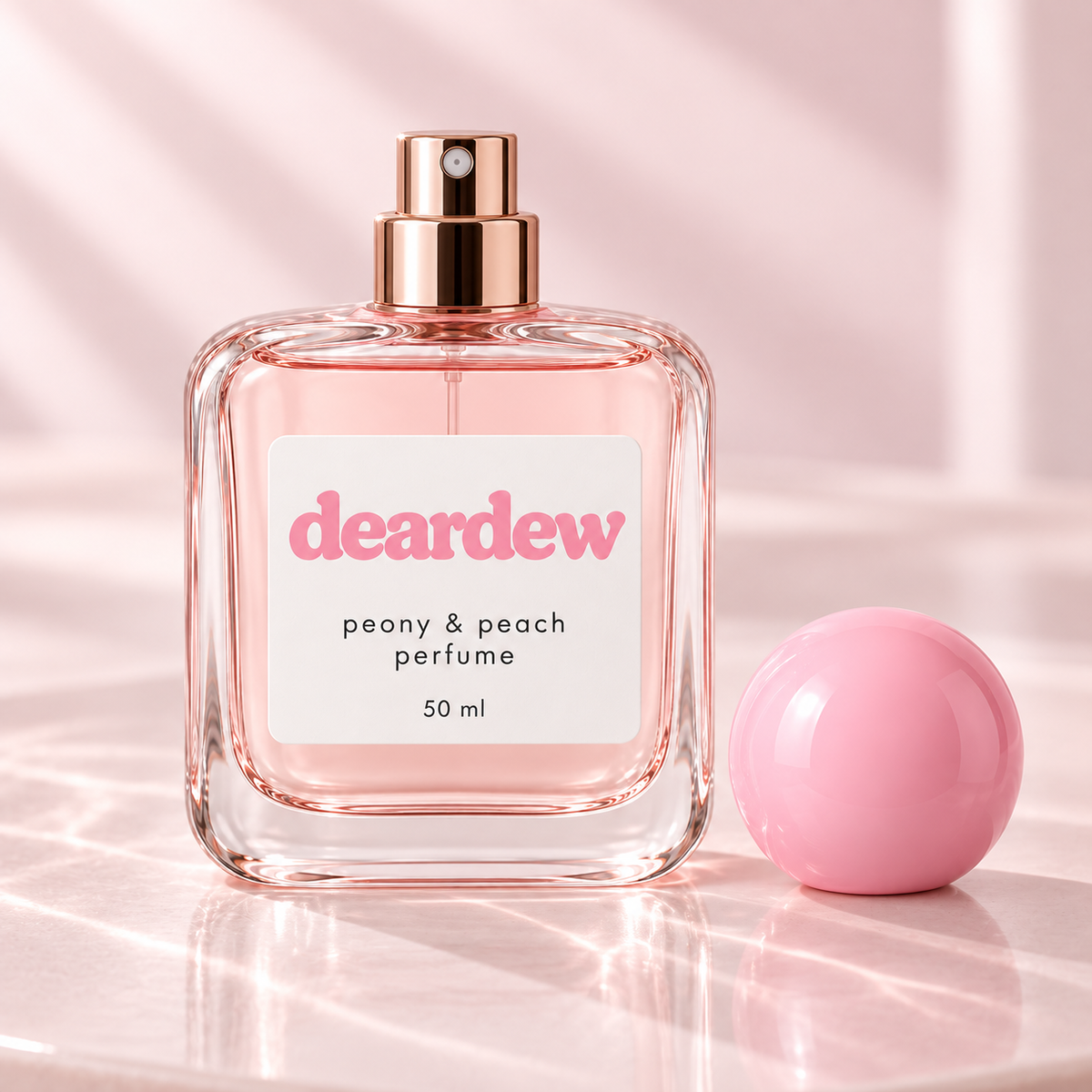 Dear Dew Peony & Peach Perfume, 50 ml — packaging and texture detail