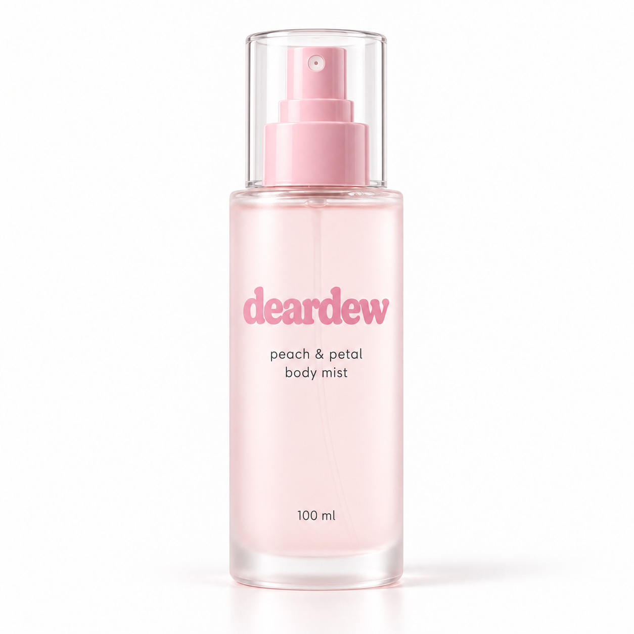 Dear Dew Peach & Petal Body Mist, 100 ml — front packaging on white