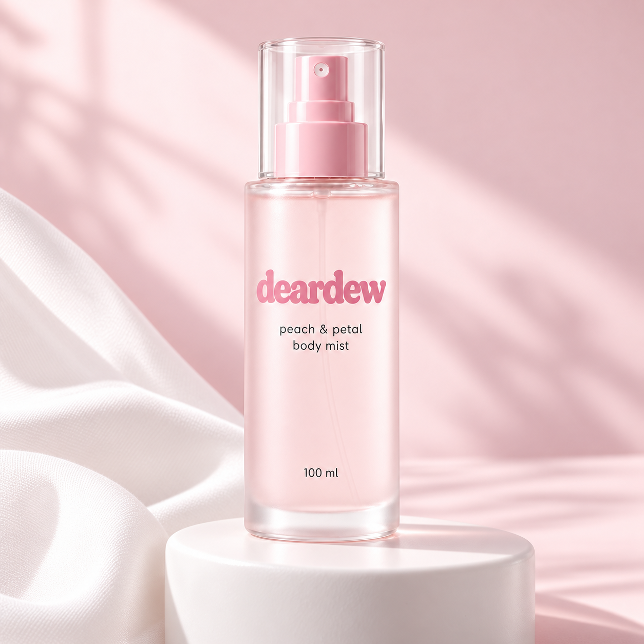 Dear Dew Peach & Petal Body Mist, 100 ml — editorial product photograph