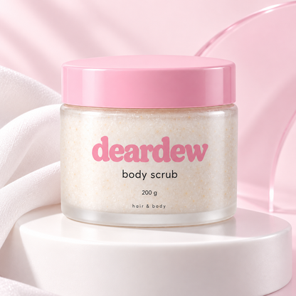 Dear Dew Body Scrub, 200 g — editorial product photograph