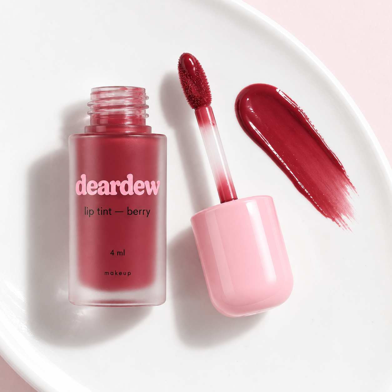 Dear Dew Lip Tint — Berry, 4 ml — packaging and texture detail