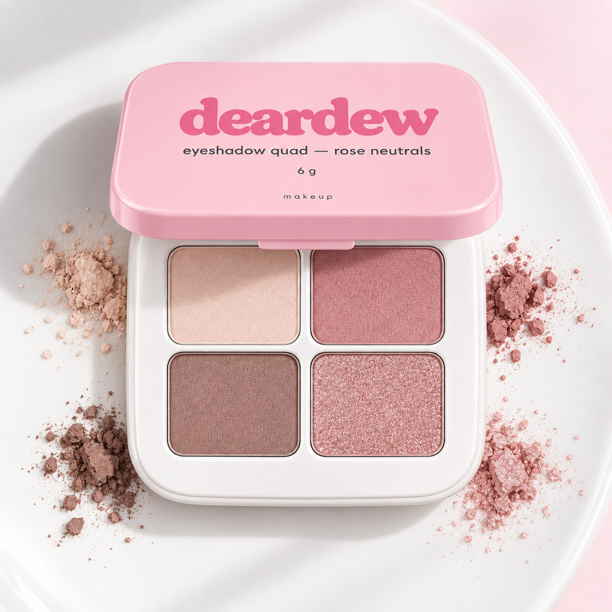 Dear Dew Eyeshadow Quad — Rose Neutrals, 6 g — packaging and texture detail