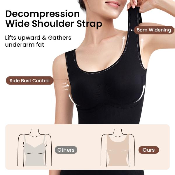 Close-up of the bodysuit wide shoulder straps and side-bust construction